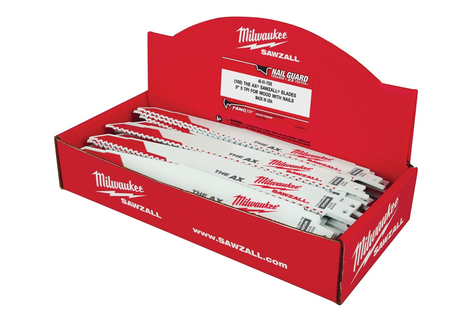 Milwaukee 48-01-7026 9" 5 TPI The AX Demolition Wood Cutting Sawzall lade, 100PK