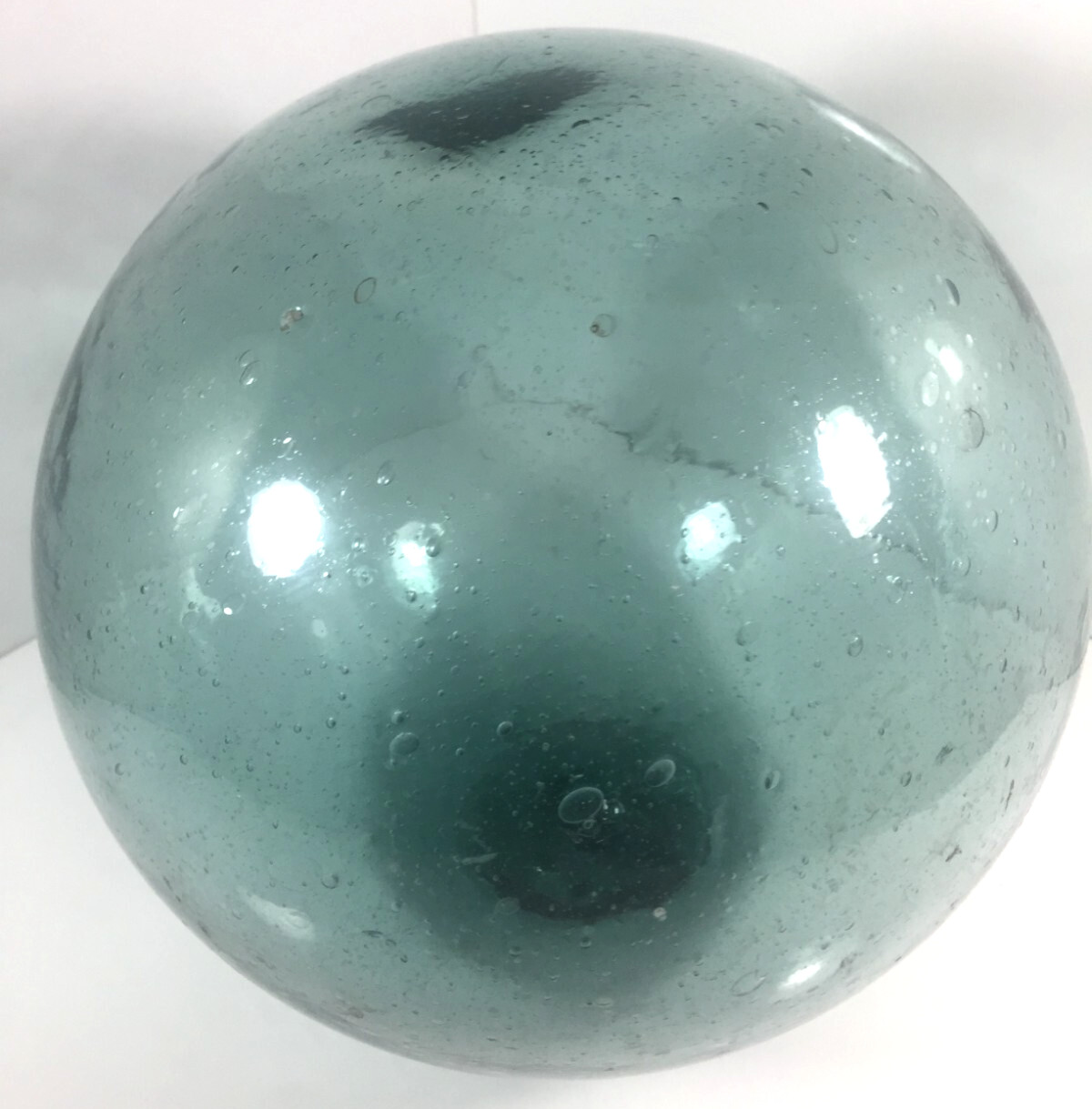 Antique Japanese Glass Extra Large 33" Circumference Fishing Float Blue Green