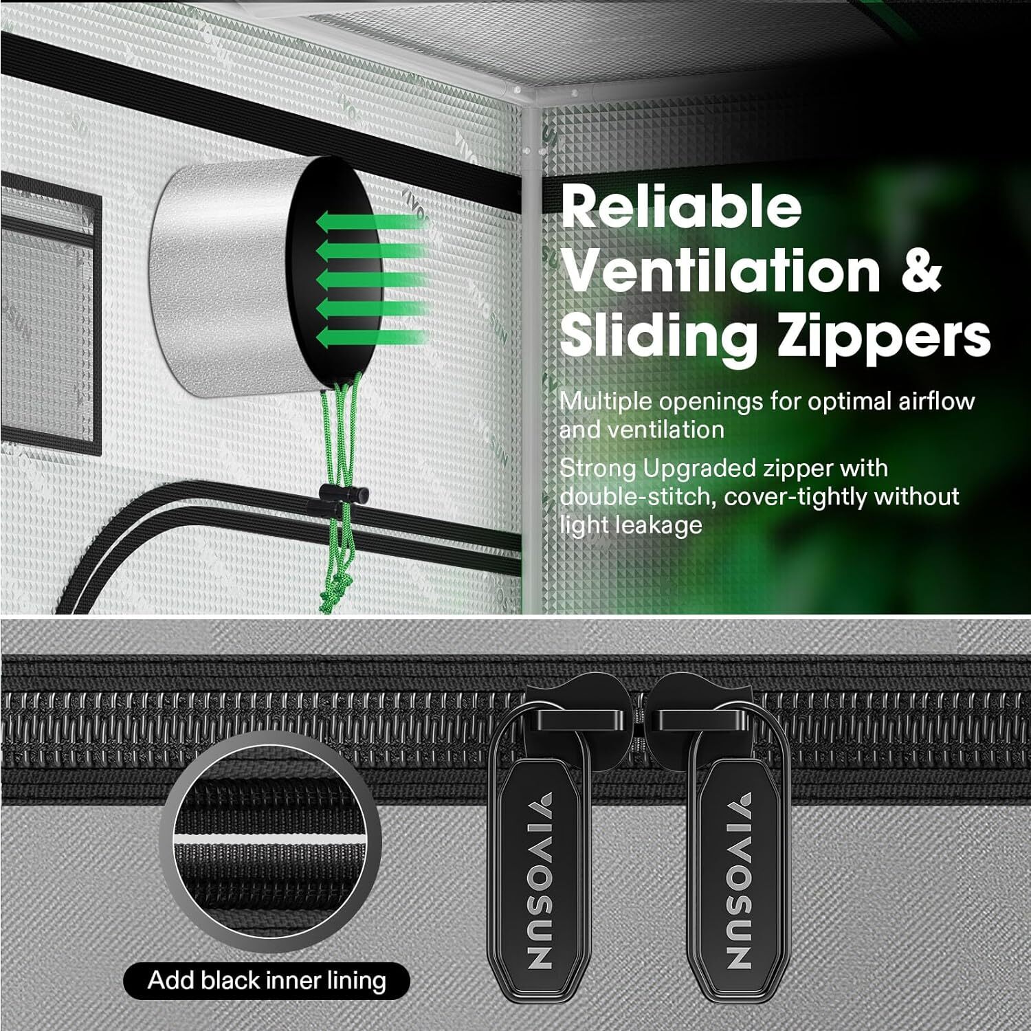 VIVOSUN 4x2/3x3/4x4/5x5/8x4 Updated Grow Tent Mylar Room Thickened Poles 165lbs