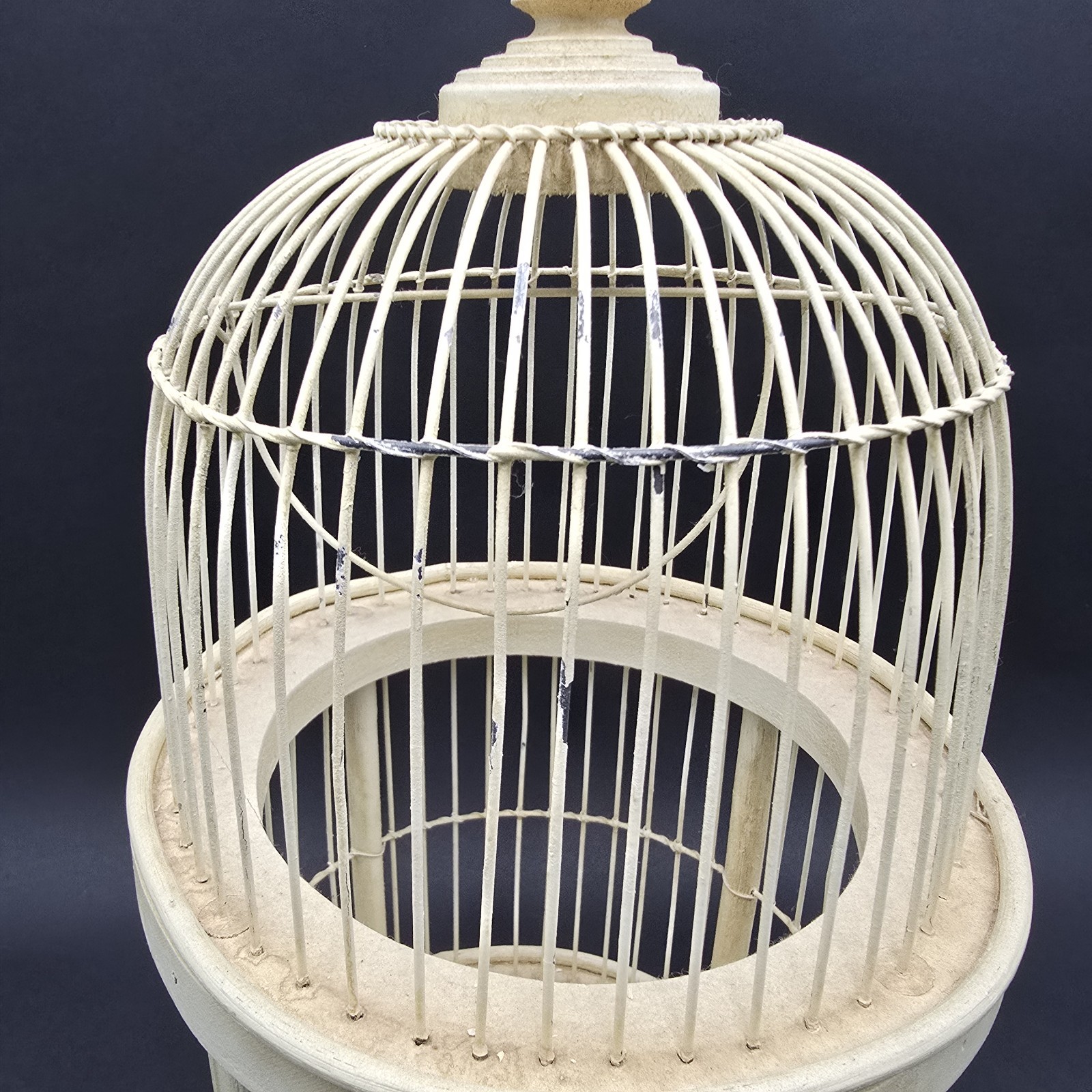 Vintage Wooden Bird Cage Off White Small Bird Country Home Decor 18"