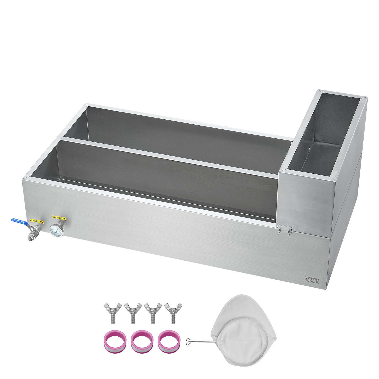 VEVOR 24x48x19 Maple Syrup Evaporator Pan Stainless with Valves and Thermometer