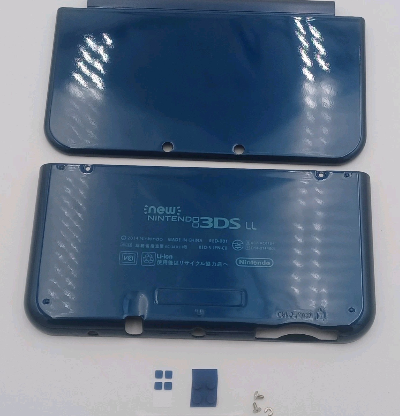 New Nintendo 3ds Xl LL Blue Replacement Shells Front/Rear+Rubbers + Screws+Label