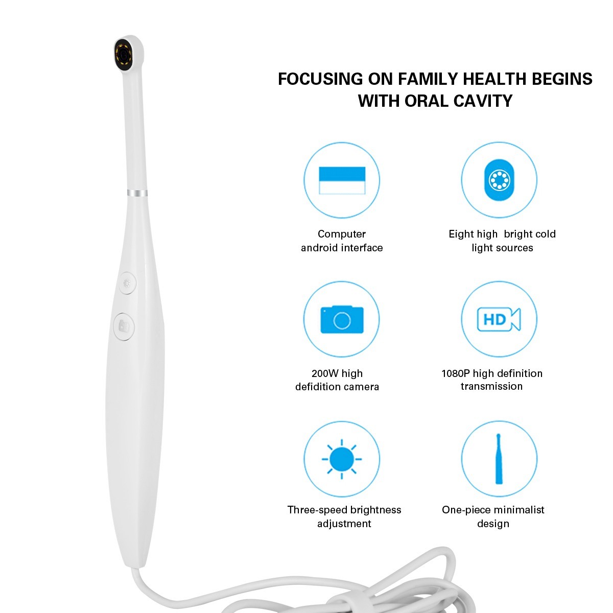 8LED Light Dental USB Imaging Intraoral Camera Real-time Video Oral Endoscope