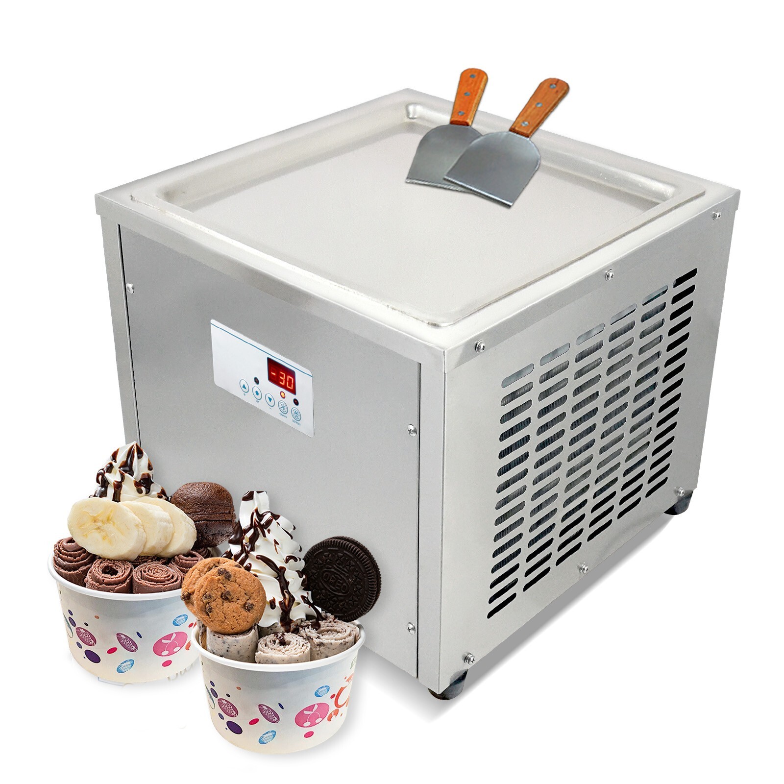 Kolice Desktop fry yogurt roll ice cream machine single square pan 18''x18''