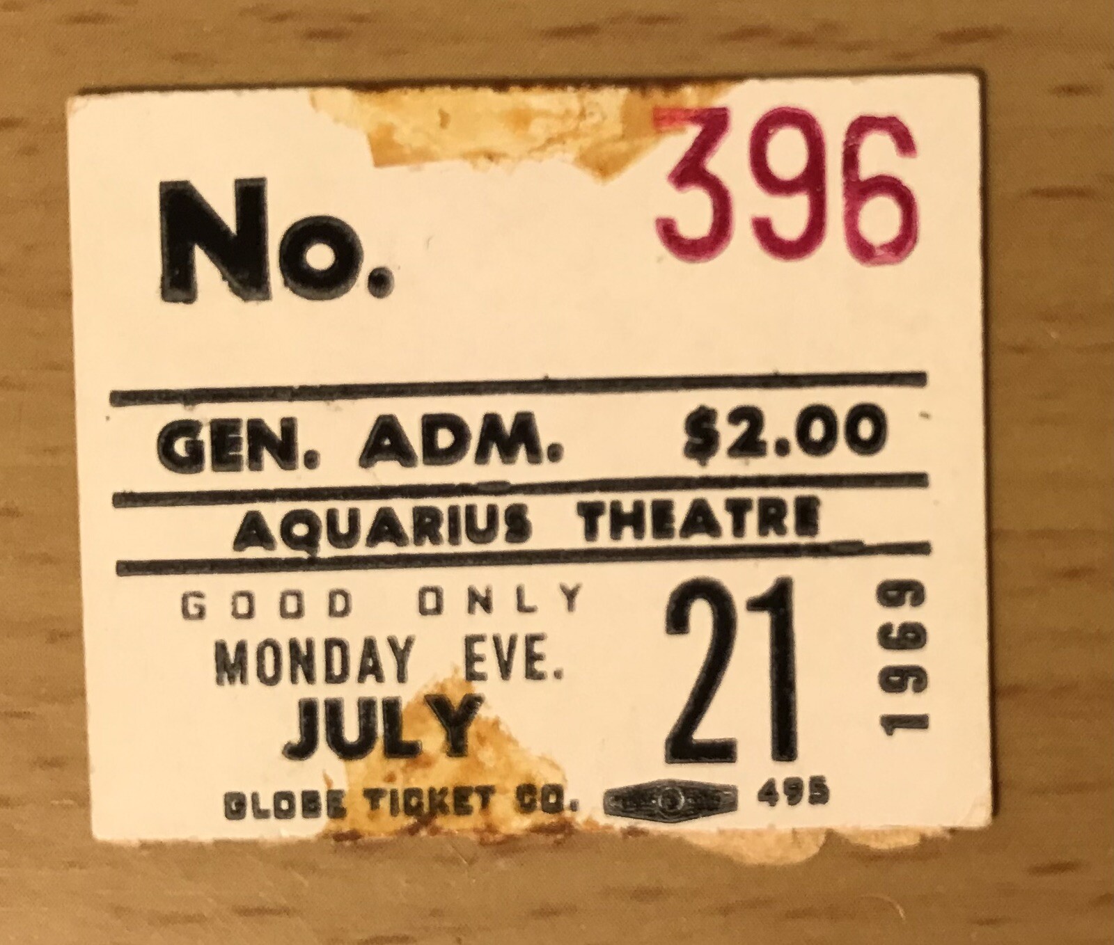 1969 THE DOORS AQUARIUS THEATRE HOLLYWOOD CONCERT TICKET STUB LIVE RECORDING DAY