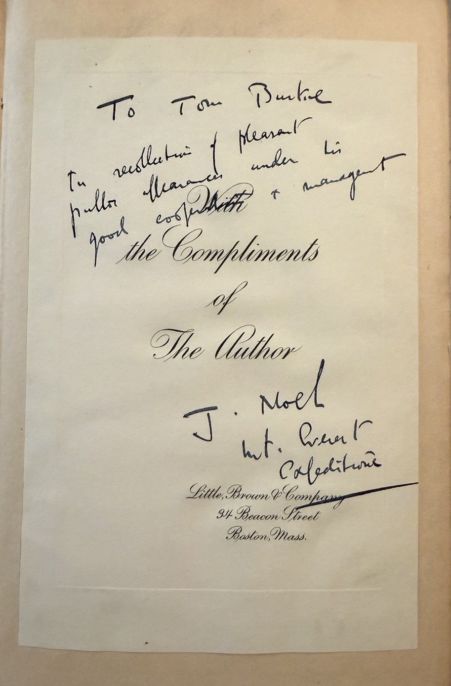 John Noel Signed Book - The Story of Everest - RARE Mountaineering Autograph