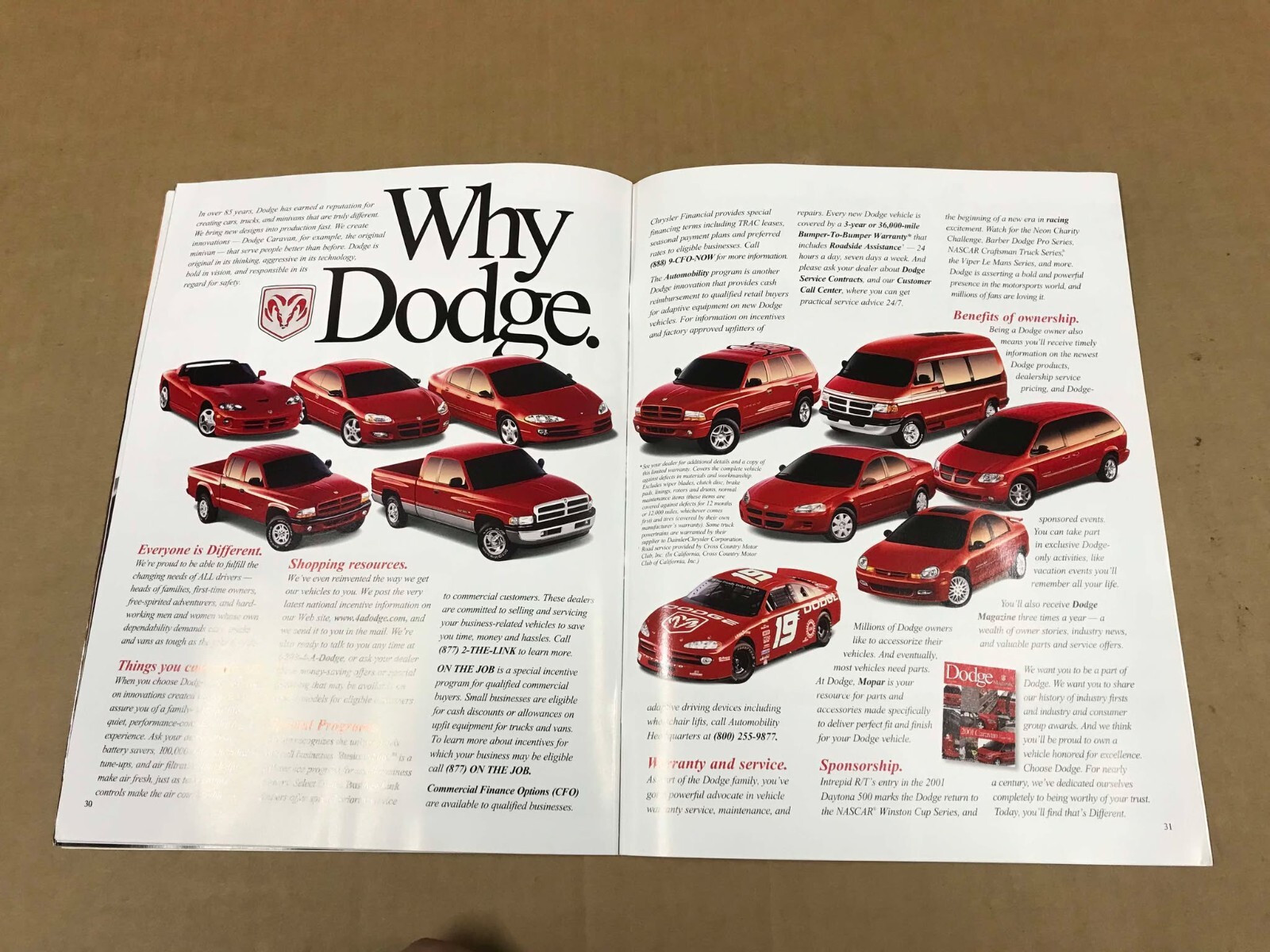 NOS 2001 Dodge Ram Dealership Salesman Brochure