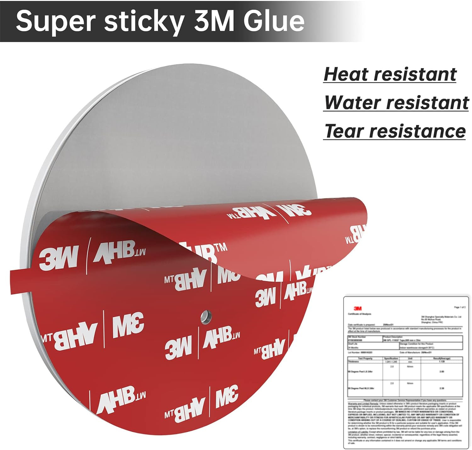 2 Pack Shower Curtain Rod Holder 3M Adhesive Waterproof 60 lbs, Nickel