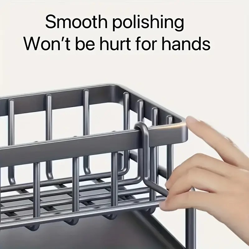 Black Aluminum Kitchen Sink Sponge Organizer Rack with Towel Holder Rust Free