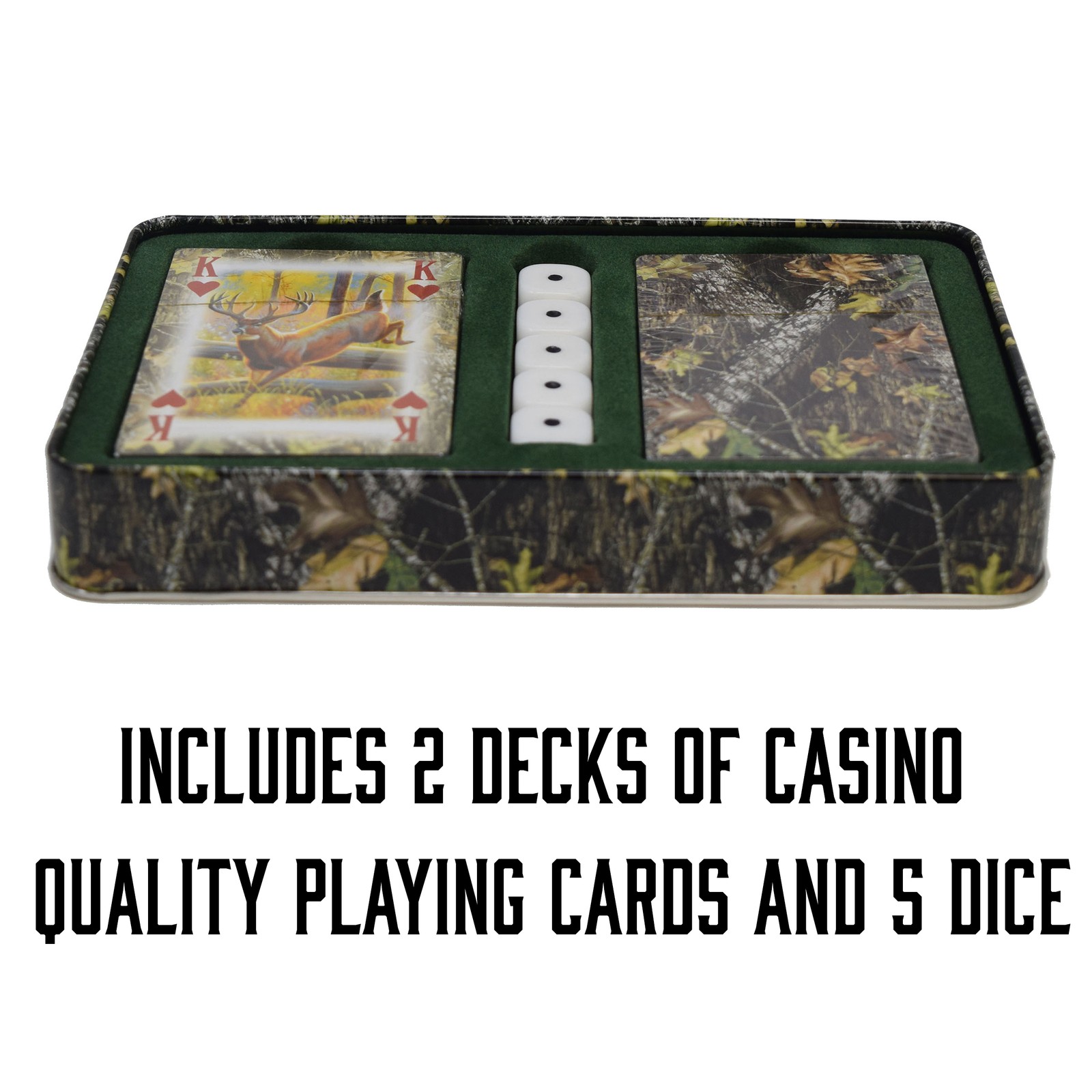 Rivers Edge Products Playing Cards and Dice Set, 2 Decks of Cards and 5 Dice,