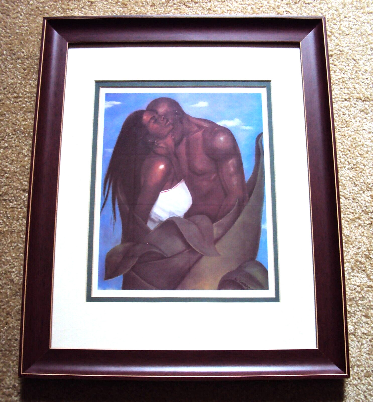 VINTAGE Laurie Cooper GROWING PASSION Love Art Black African 1990s FRAMED!!