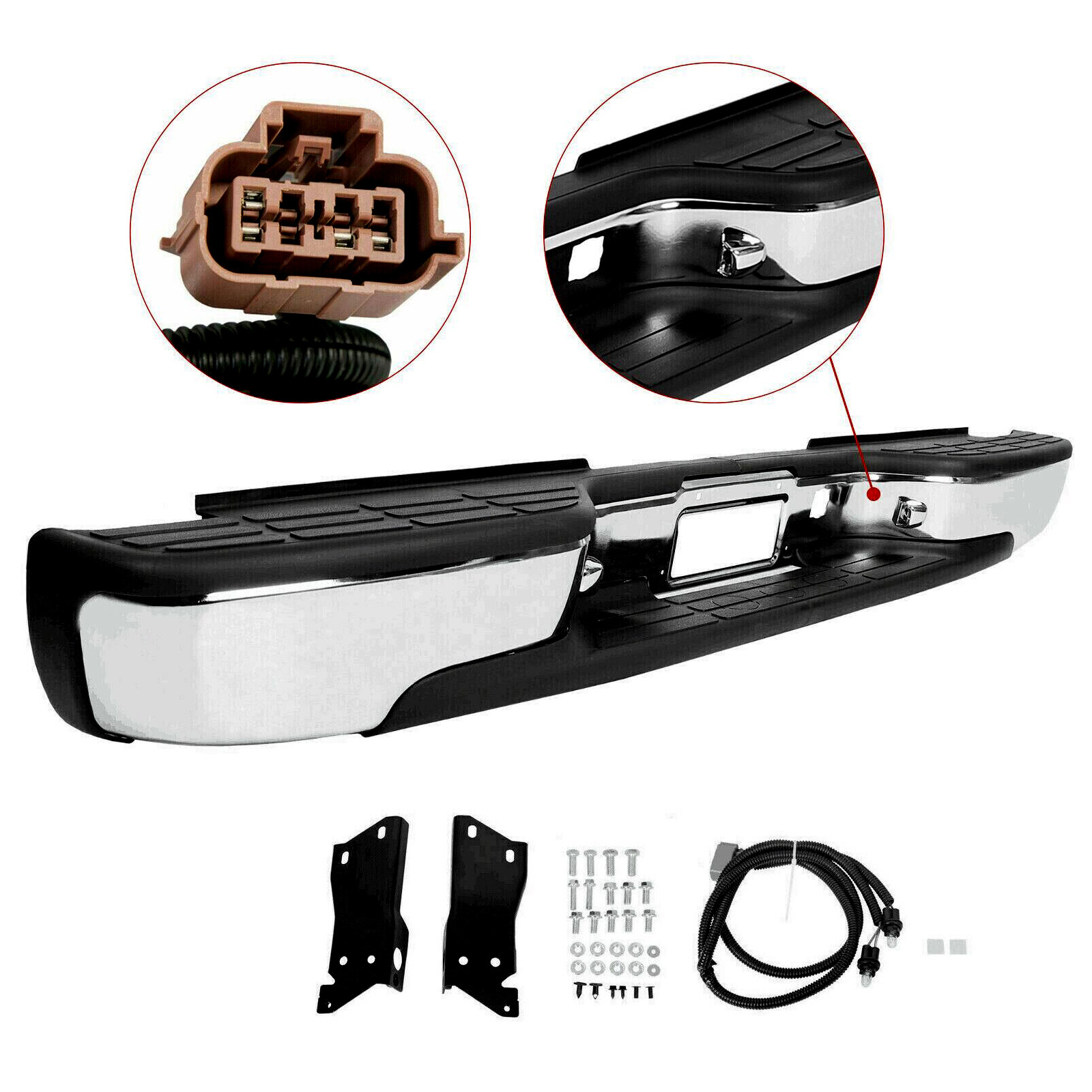 NEW Chrome Complete Rear Bumper for 1999-2007 Chevy Silverado Sierra 2500HD 3500