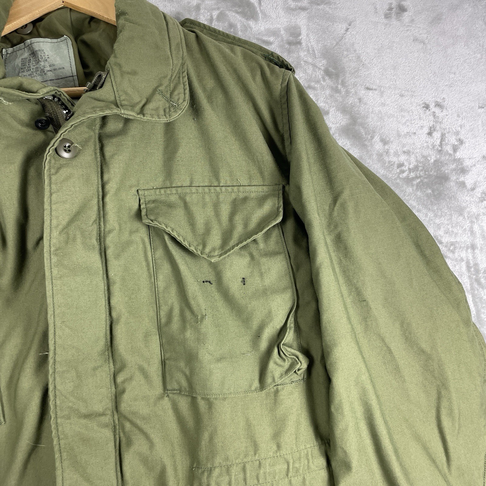 VTG 80s Coat Cold Weather Field OG107 US Military Issue Jacket Mens Medium