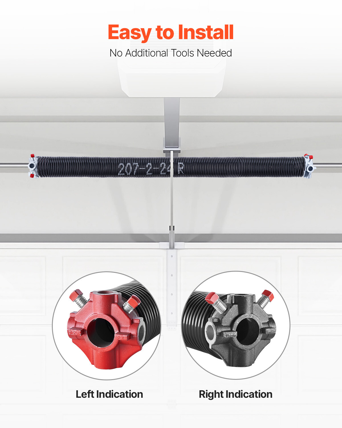Garage Door Torsion Springs Pair of 0.207 x 2 x 24 inch with Winding Bars