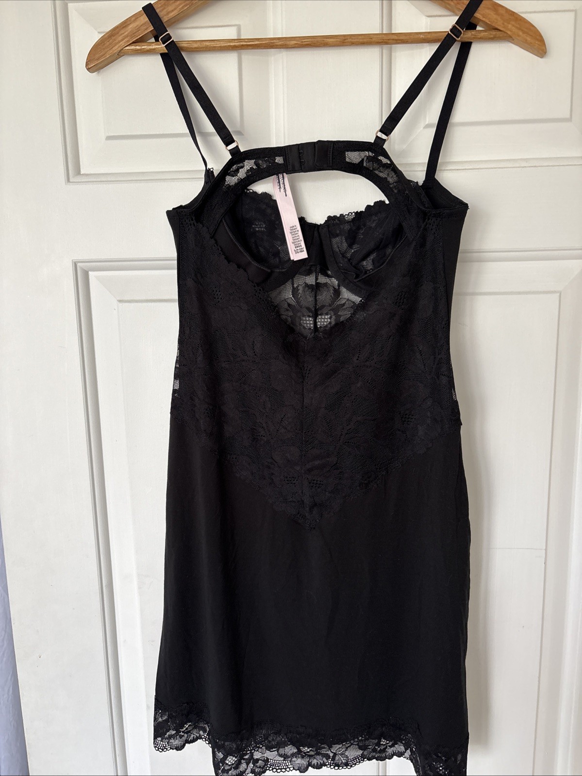 Victoria's Secret Slip Shapewear Lingerie Dress Black Lace Trim Modal Small S