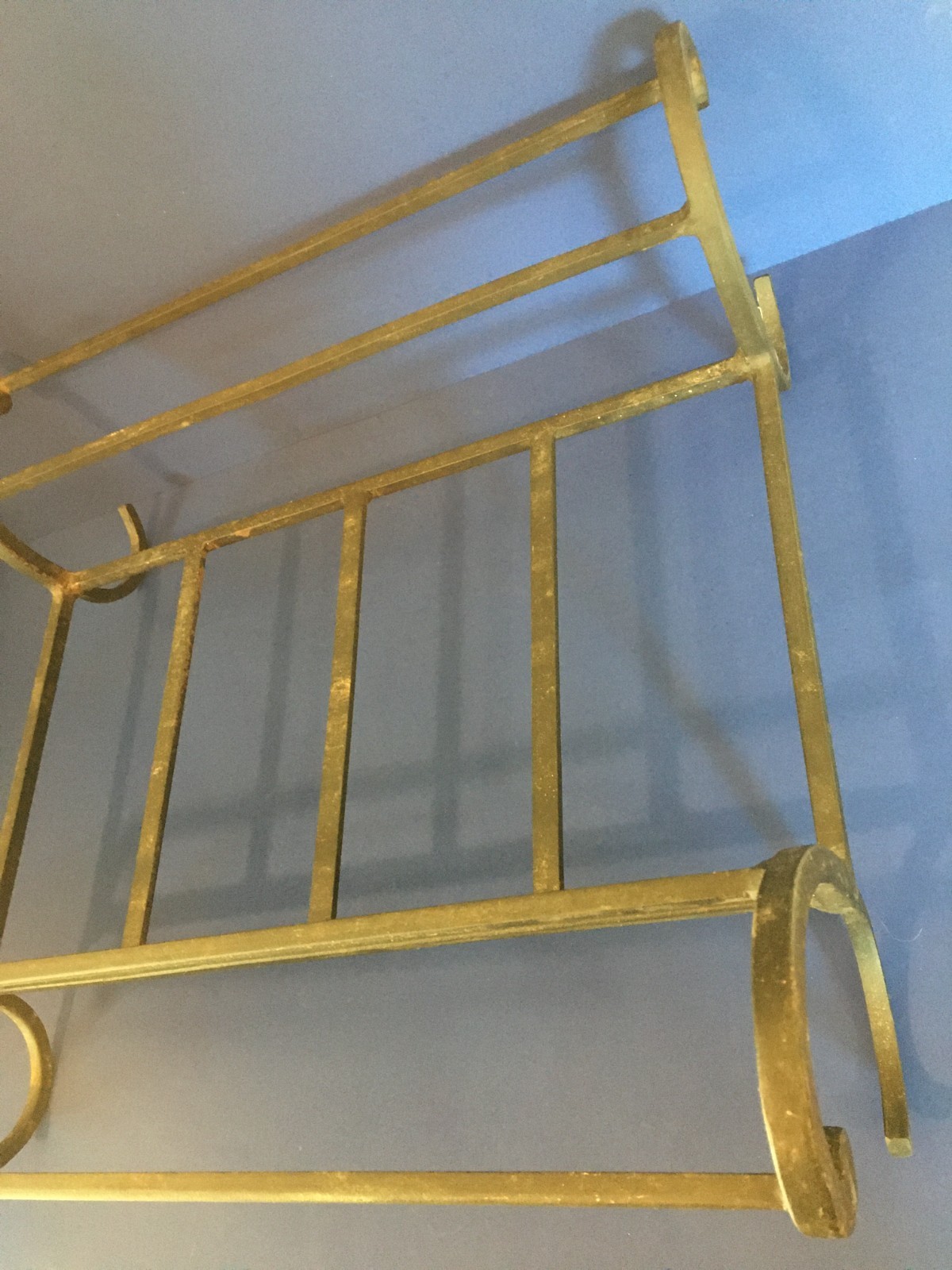 c.2000 ❅Black Rod Iron❅ Vintage Fireplace ~POTTERY BARN~ 18" Log Holder ☆SONOMA☆