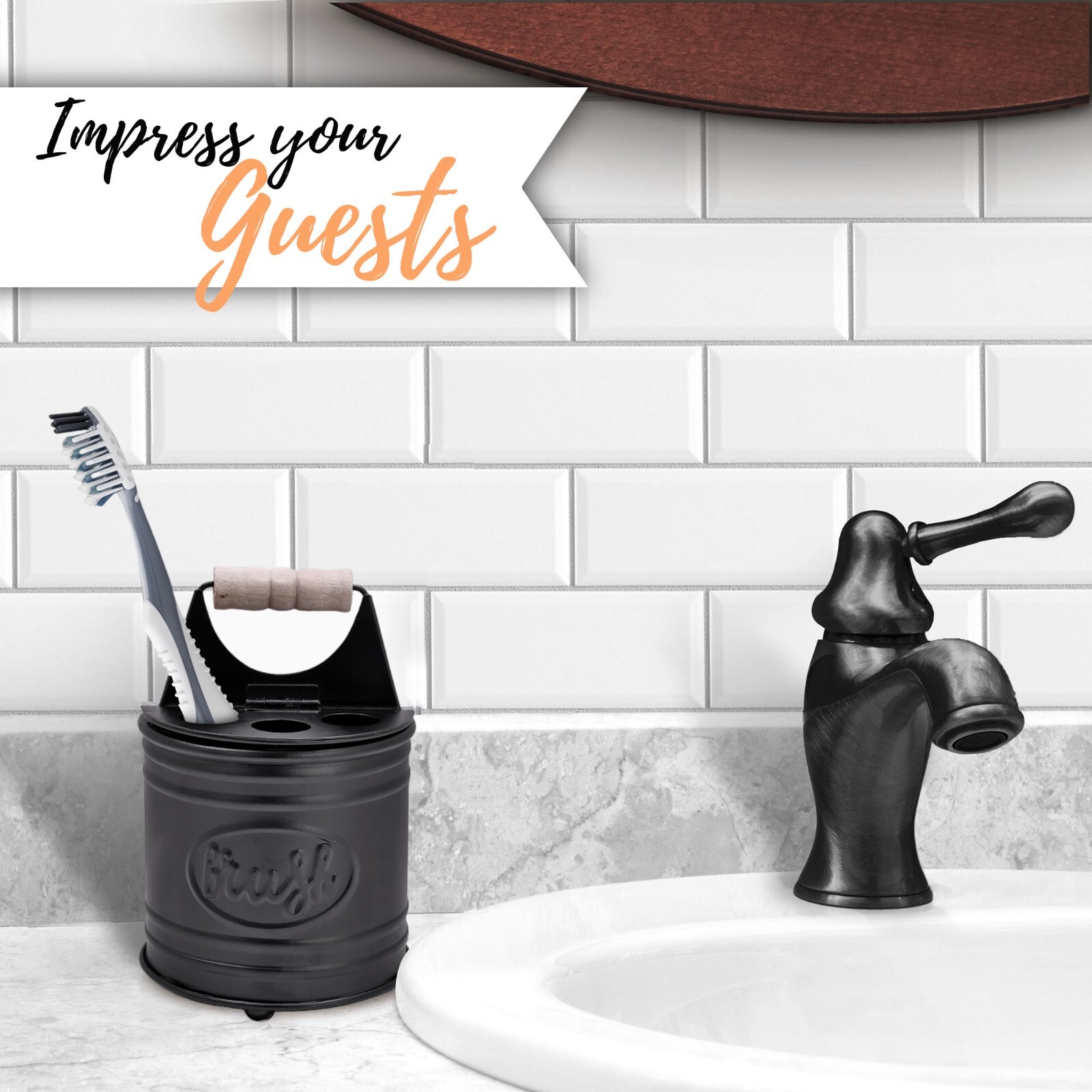 Autumn Alley Black Farmhouse Toothbrush Holders for Bathrooms, Rustic accessory