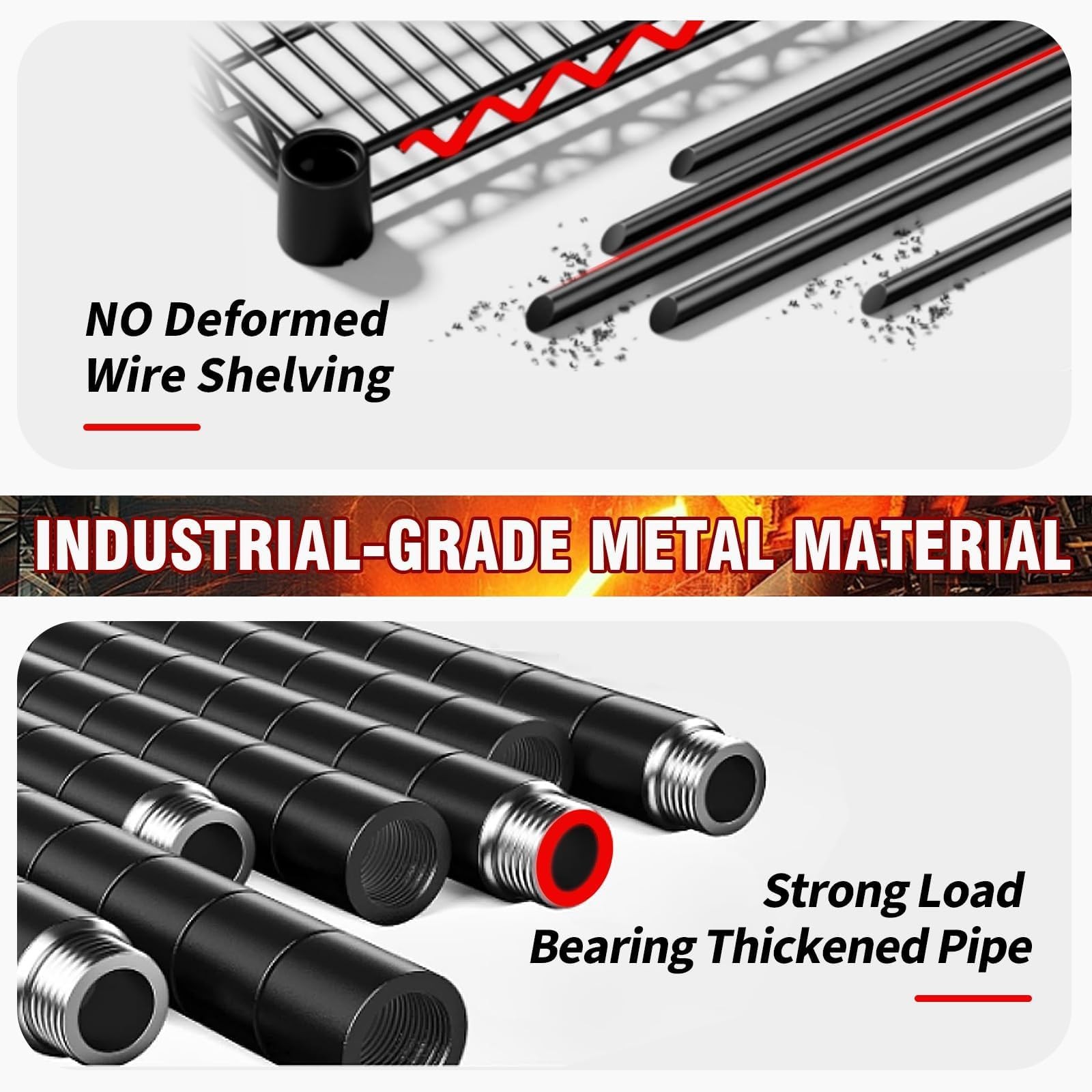 Heavy Duty 4-Tier Metal Shelves on Wheels, 2640LBS Storage Rack, 71.8"H x 59"W