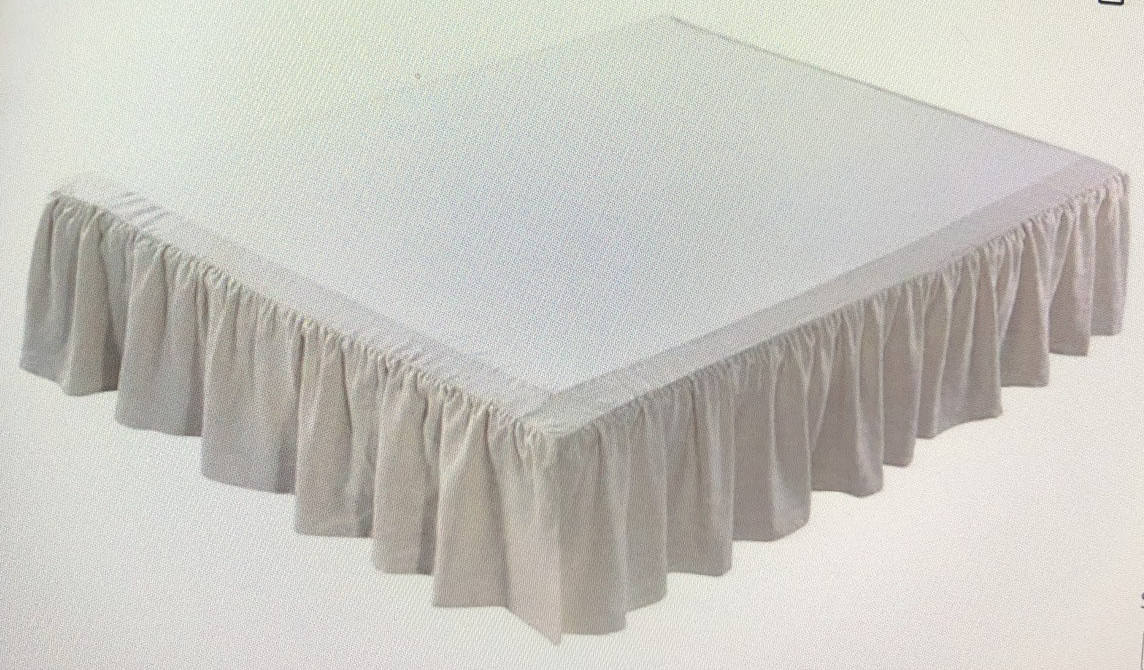 Meadow Park Washed Linen BedSkirt, Queen Size 60" W x 80" L, Drop 16",Natural