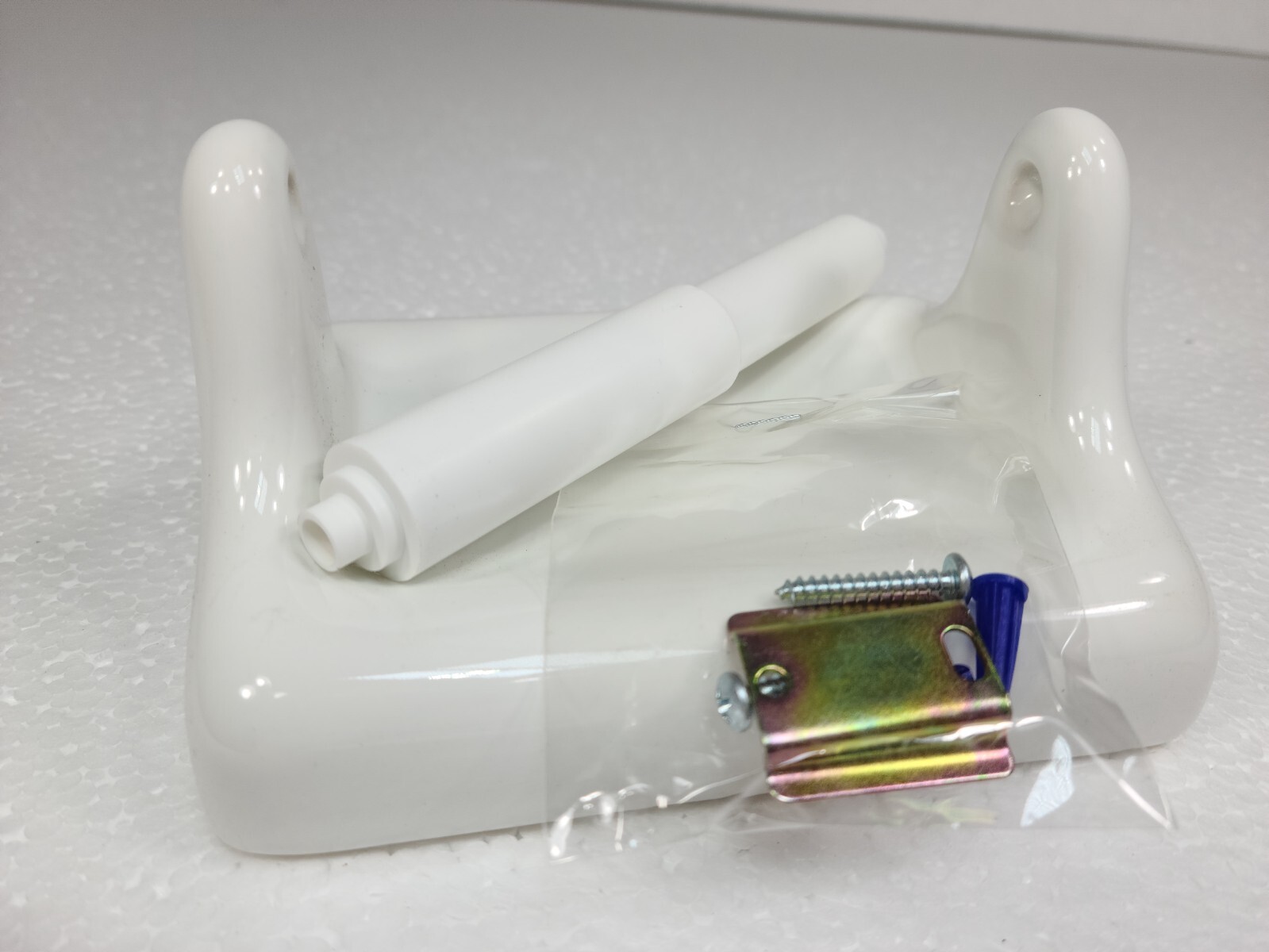 Vintage White Ceramic TP Toilet Paper Holder Screw in Drywall Mid Century Modern