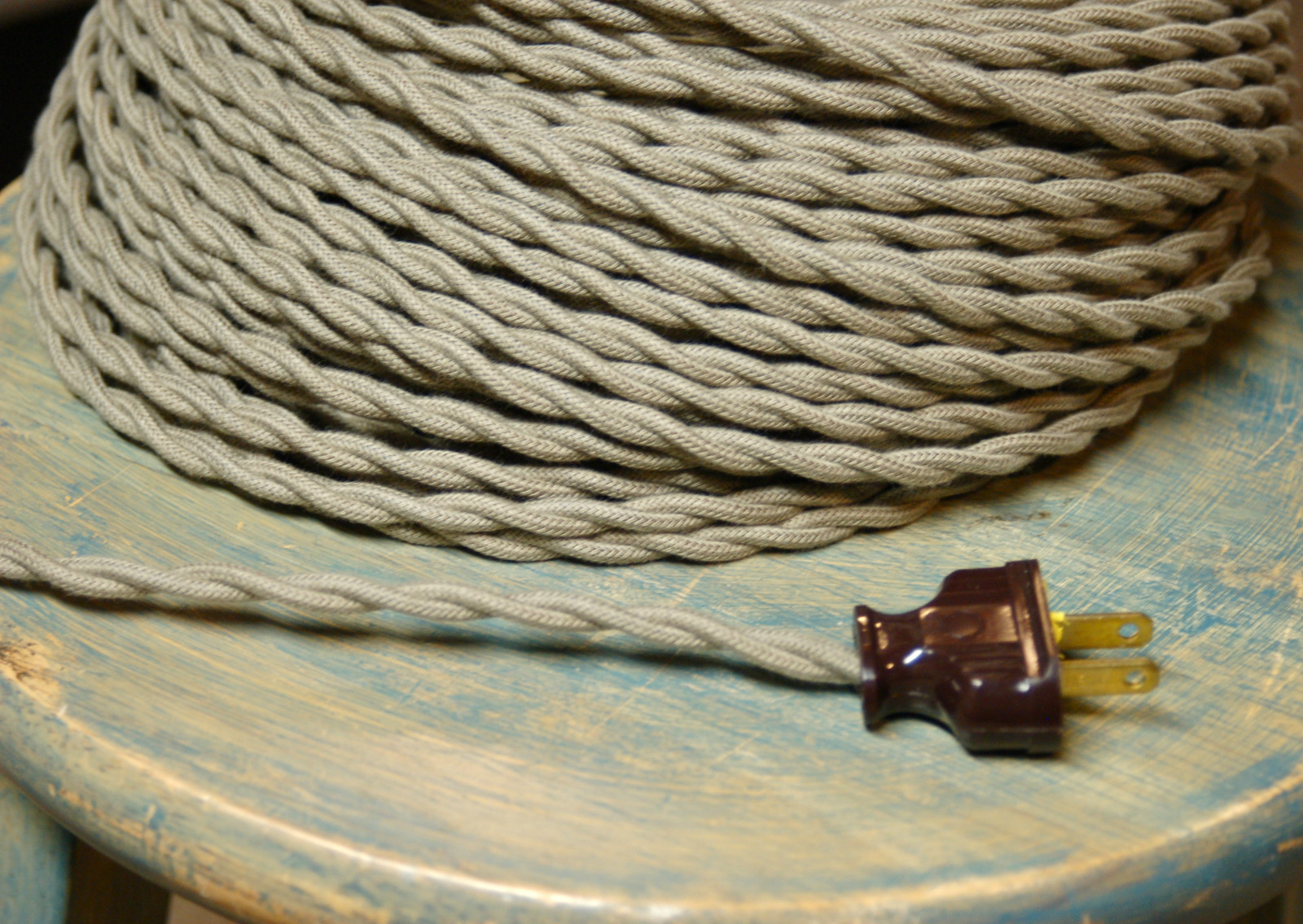 Vintage Style 2 Prong Electrical Plug Black Brown or White, Great w. Cloth Wire