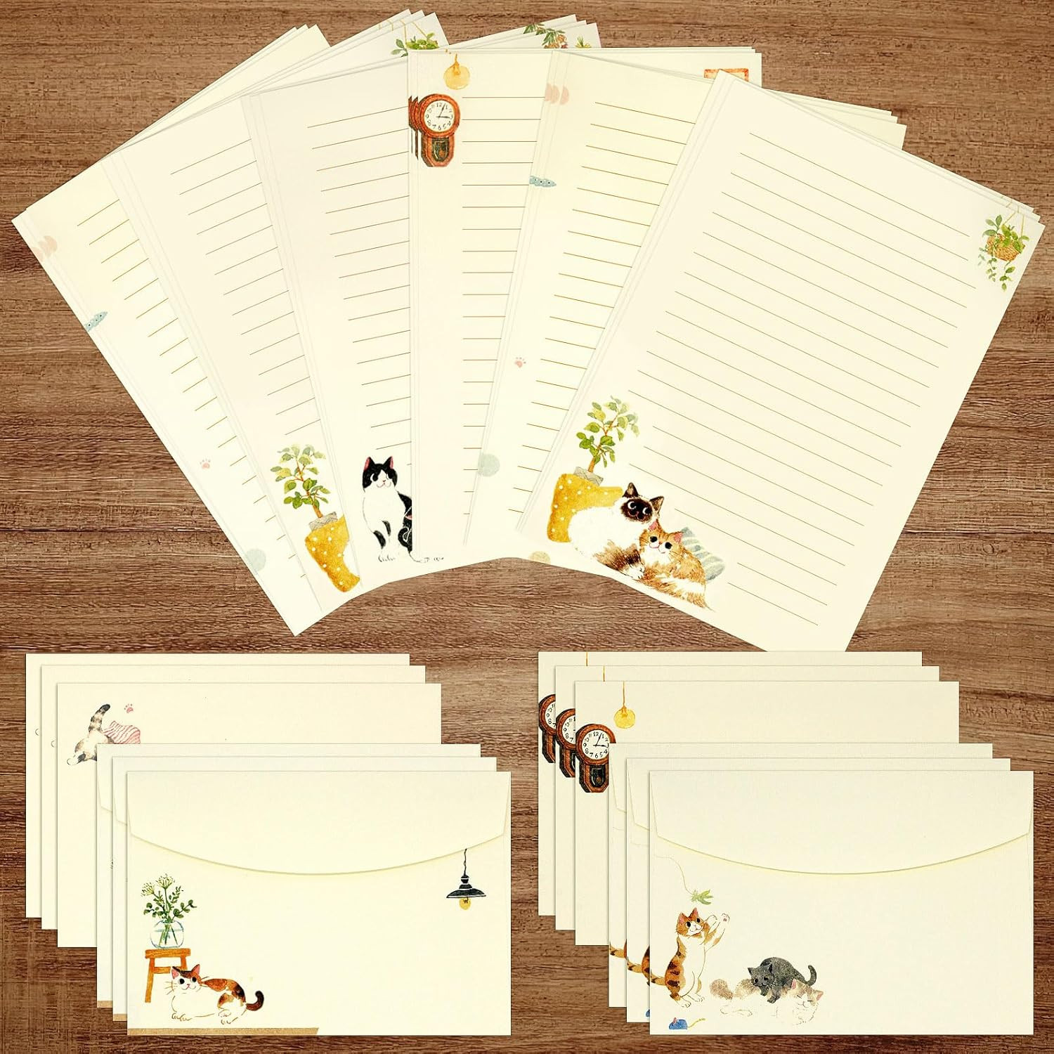 New 36 PCS Writing Paper And Envelopes Set Warm Cute Cat Themed Stationary Set
