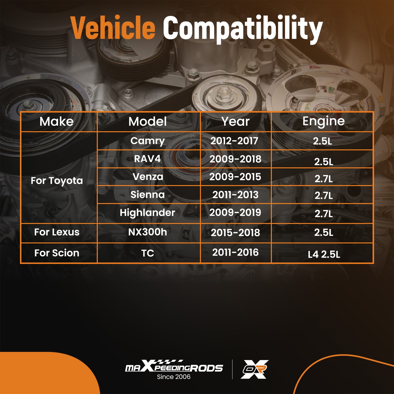 Drive Belt Tensioner Assembly w/ Pulley For Toyota Camry RAV4 2012-2017 2.5L