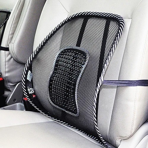 Car Seat Back Support Breathable Mesh Back Lumbar Support Cushion w/Massage Bead