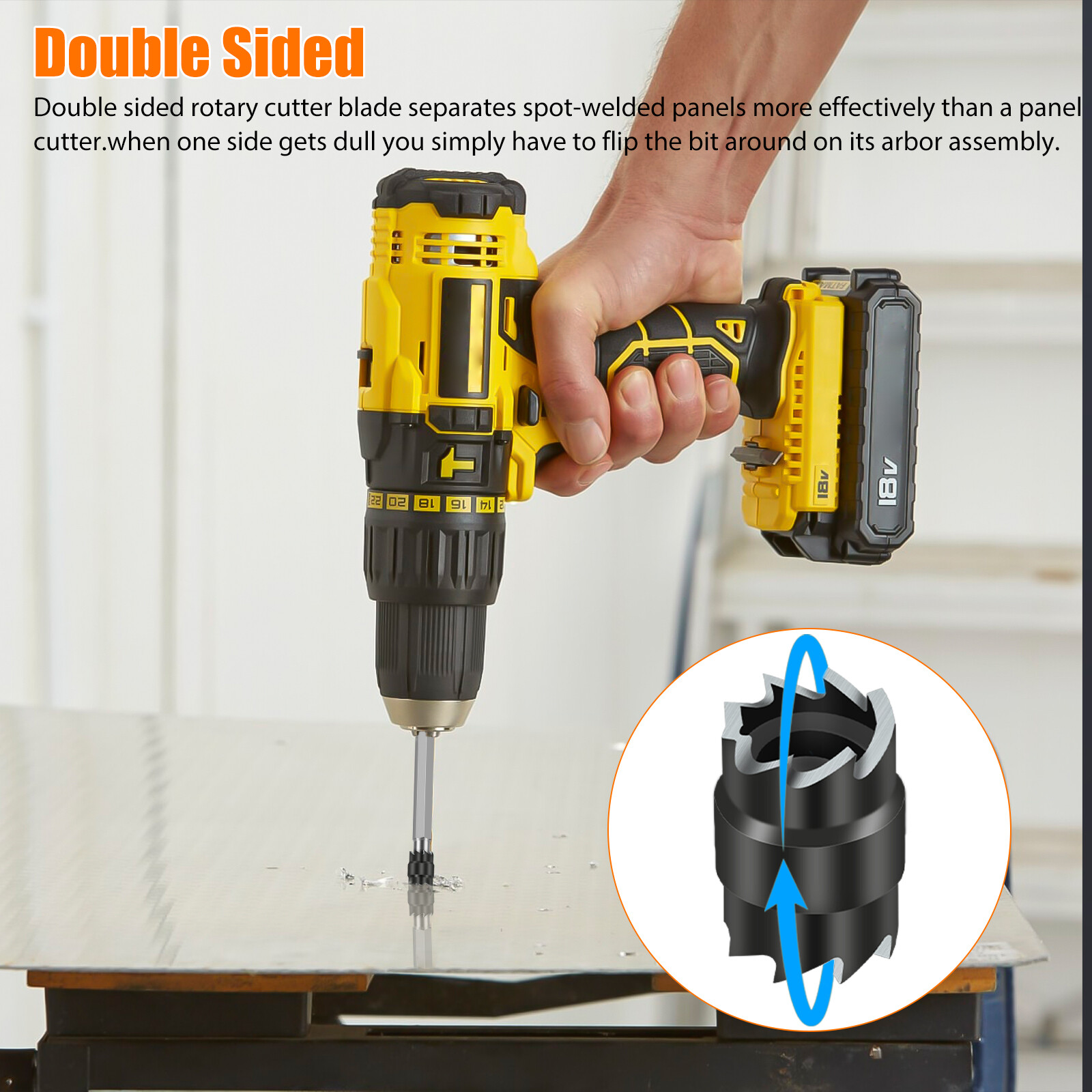 14Pcs 3/8" Double Sided Rotary Spot Weld Cutter Remover Drill Bits Cut Welds Kit