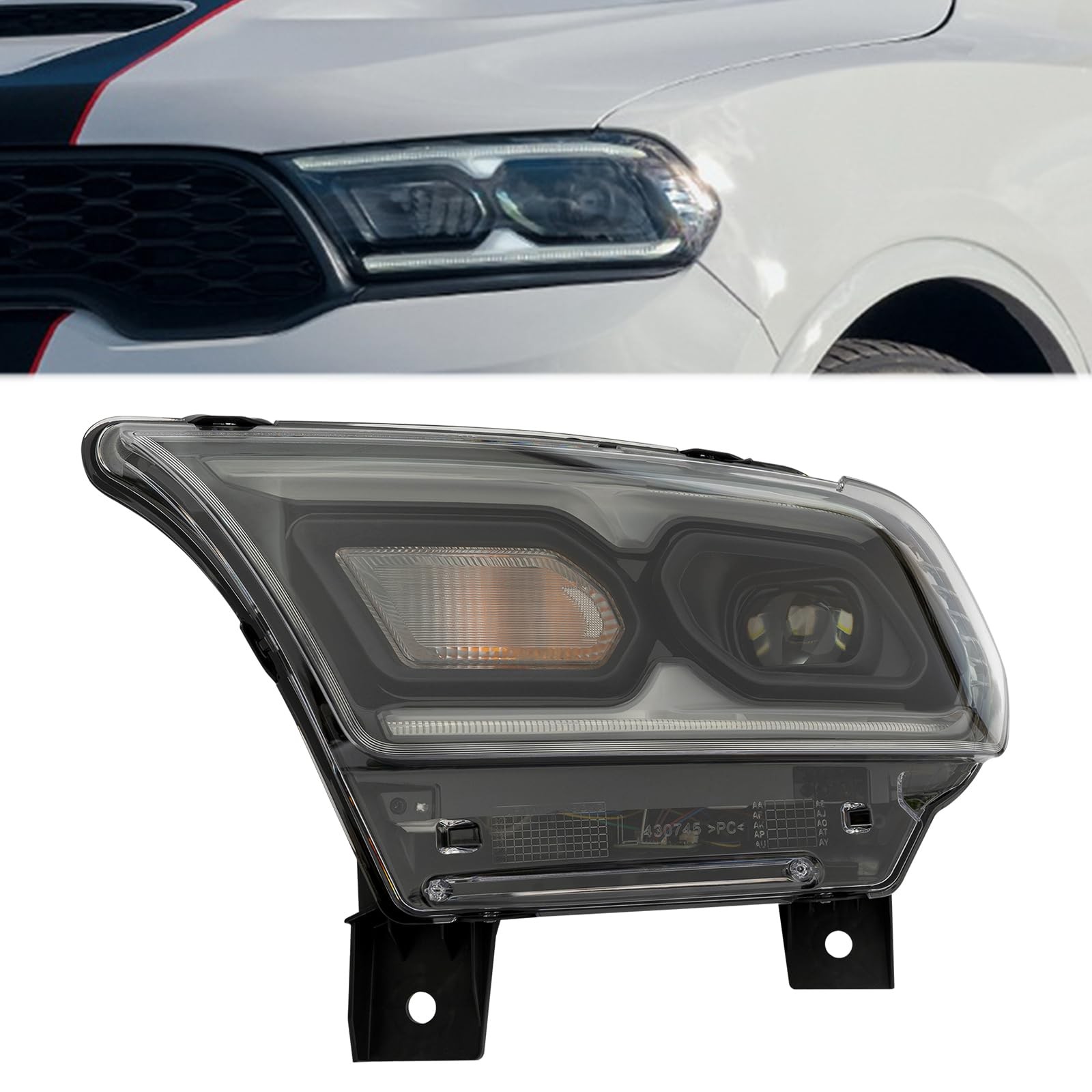 For 2021-2023 Dodge Durango Headlight Assembly - LED+Halogen Headlamp Left Side