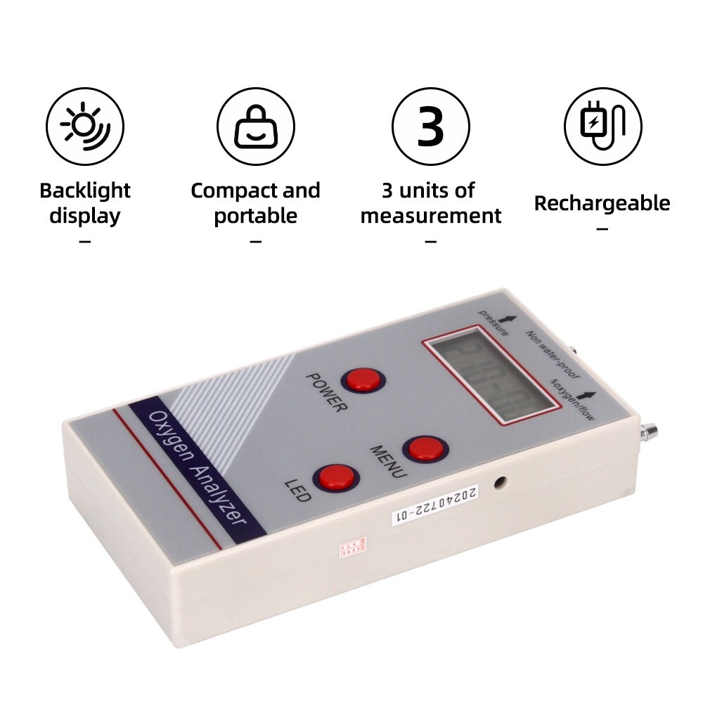 Ultrasonic Oxygen Meter O2 Flow Pressure Digital Readout Oxygen Analyzer