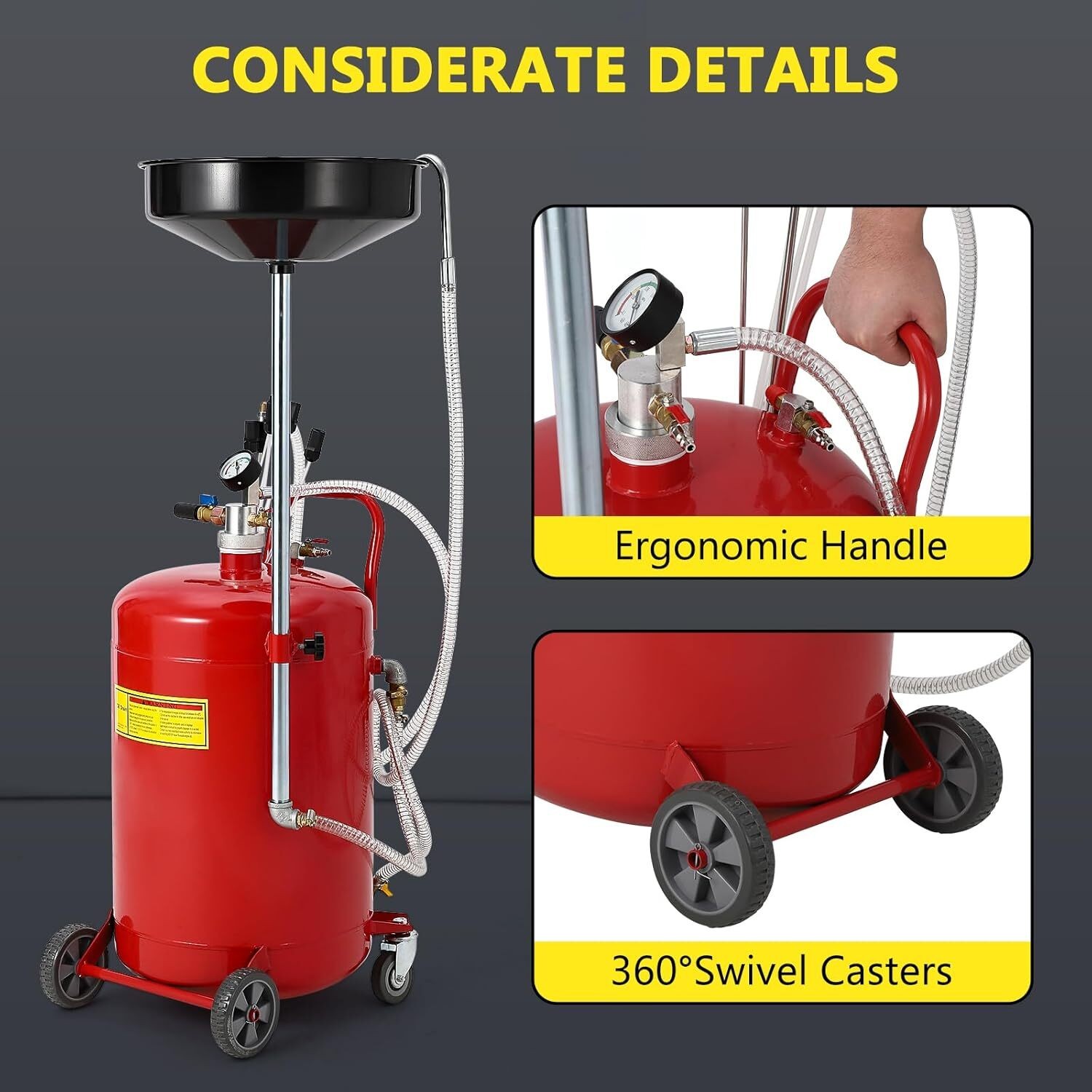 20 Gallon Waste Oil Drain Tank, Oil Drain Vacuum and Extractor for Oil Change