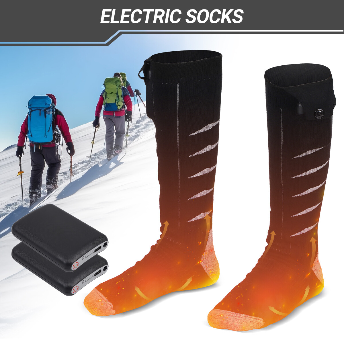 Electric Heated Socks Rechargeable Battery 5000mAh Men Women Winter Foot Warmer
