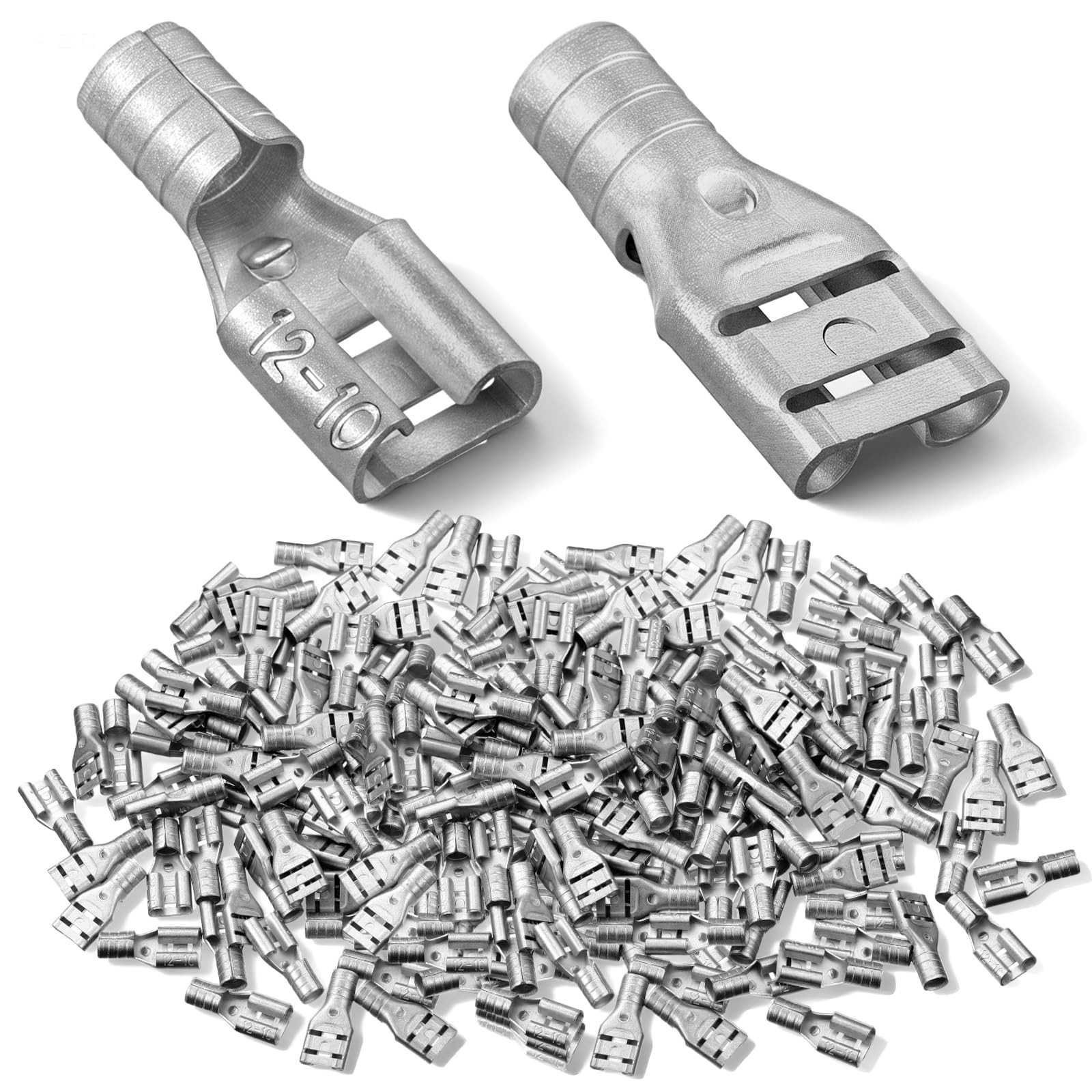50 Pcs High Temperature Female Non Insulated Spade Connectors, 12-10 Gauge Quick