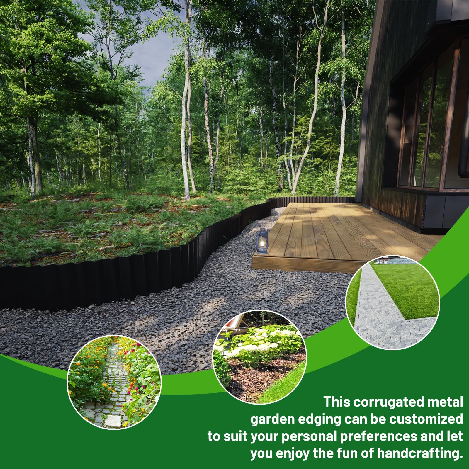 Corrugated Metal Garden Edging,6" x 20' Sturdy Lawn Edging Border,Landscape E...