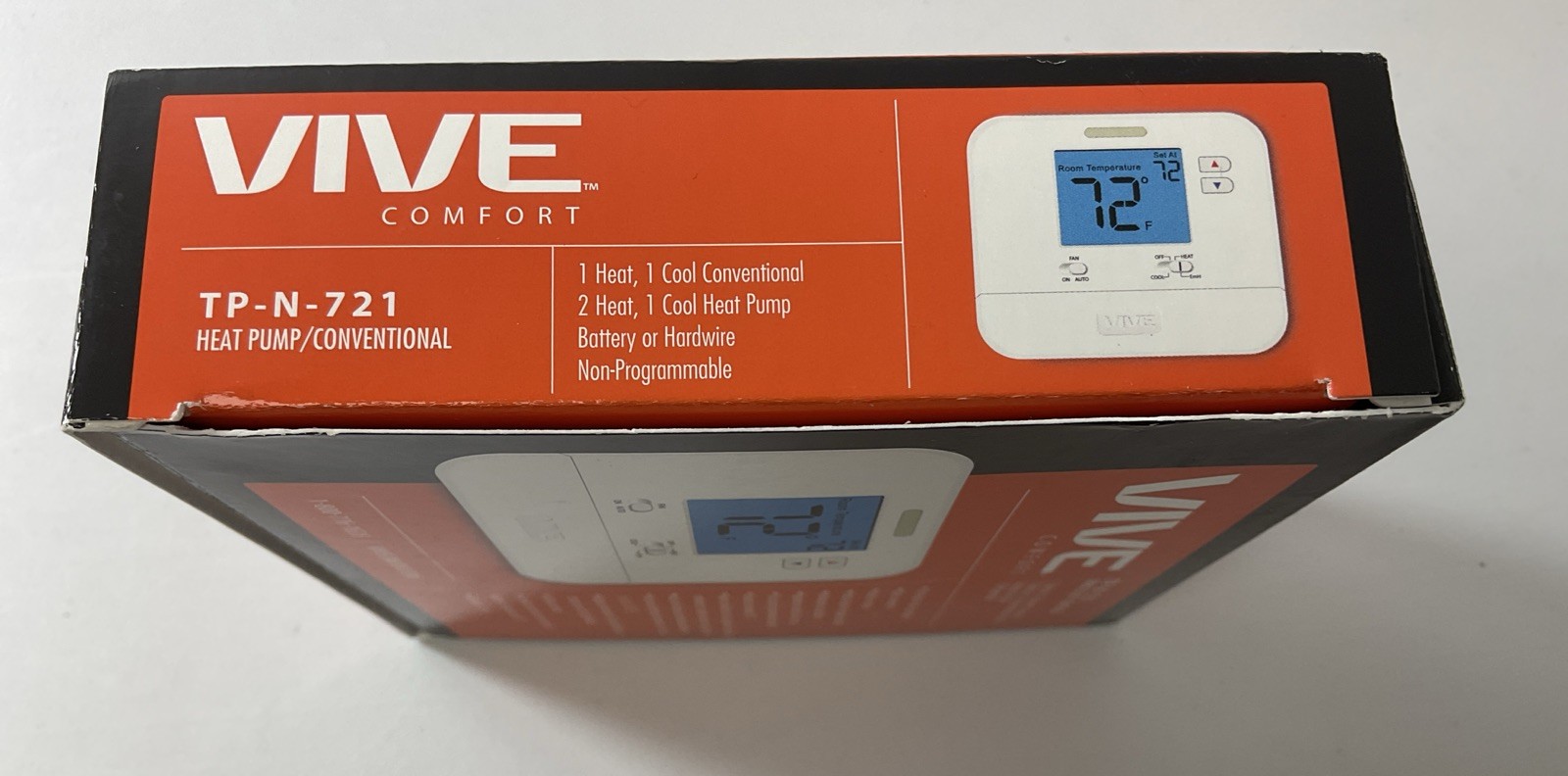 VIVE Comfort Thermostat TP-N-721 Heat Pump/Conventional-2 Heat 1 Cool Stages HP