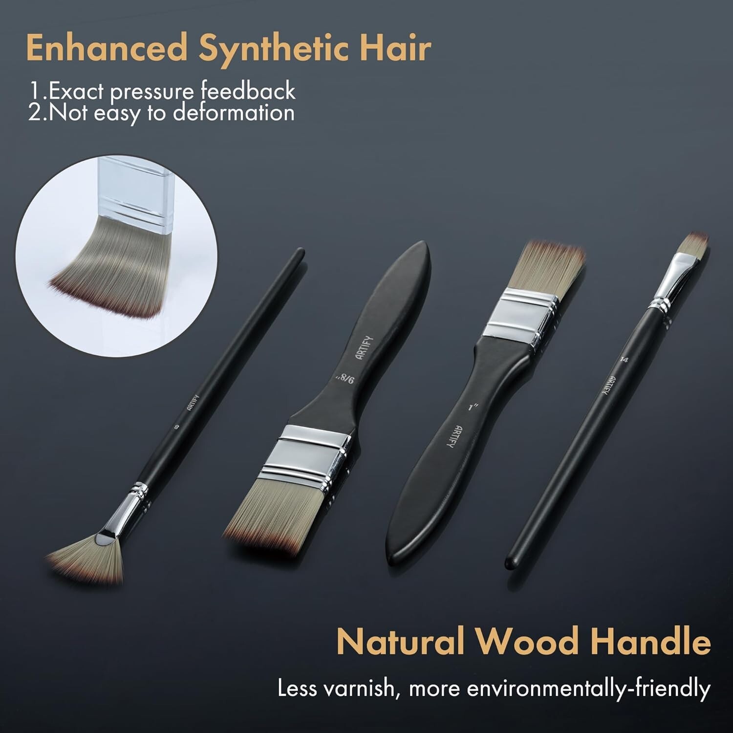 ARTIFY 24 Pieces Professional Oil Paint Brush Set, Long Handle Hard Nylon Hair