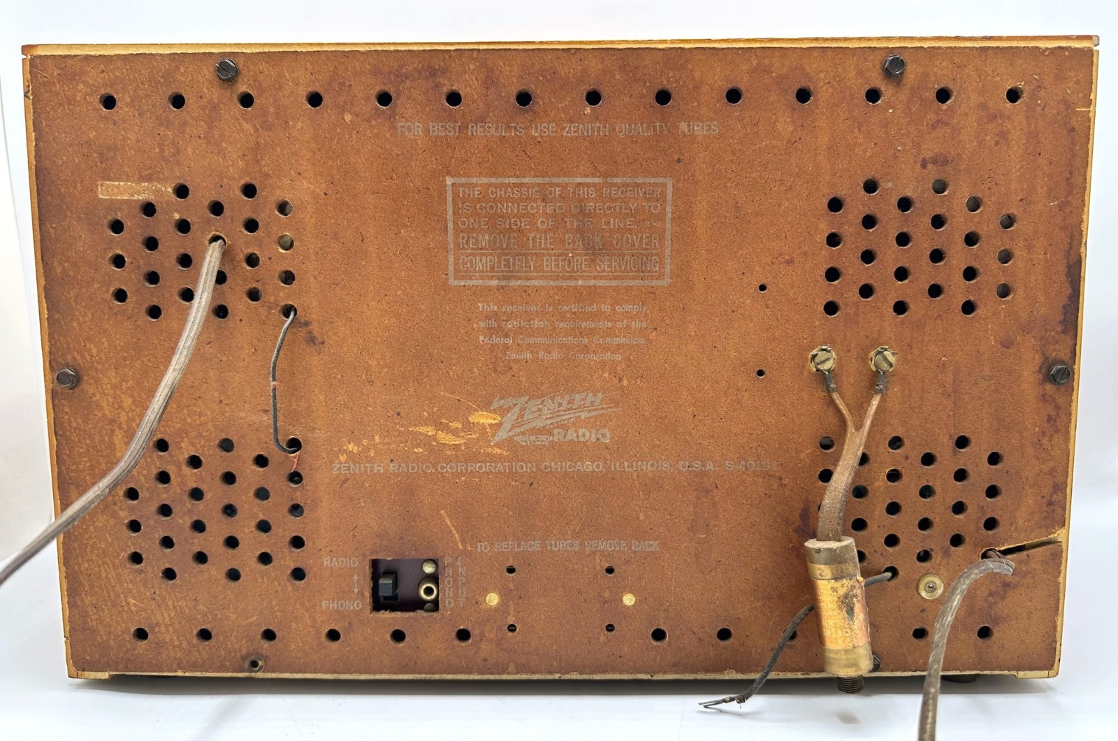 Vintage ZENITH High Fidelity AM/FM Tube Radio Wood Cabinet ~ Model B835 Working