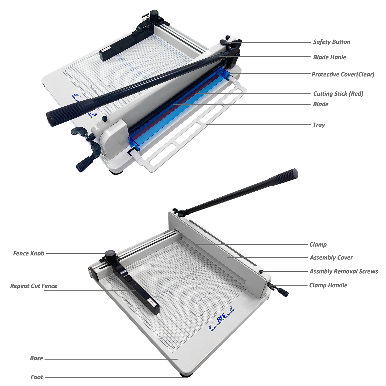 HFS Heavy Duty Guillotine Paper Cutter - 17" Commercial Metal Base A3/A4 Trimmer