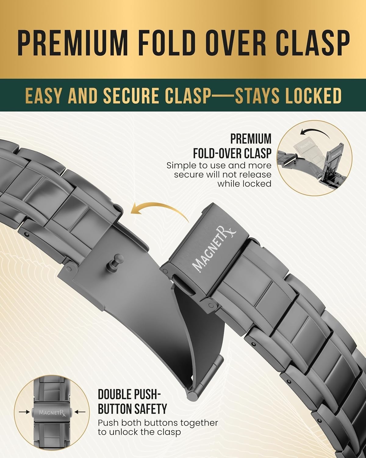 MagnetRX® 3X Strength Magnetic Bracelets for Men Titanium Bracelet (Gunmetal)