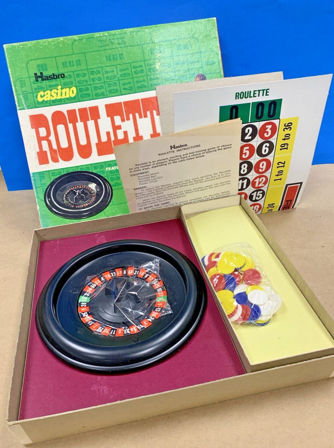 Vintage 1969 Hasbro Casino Roulette Board Game #6145 Complete Original