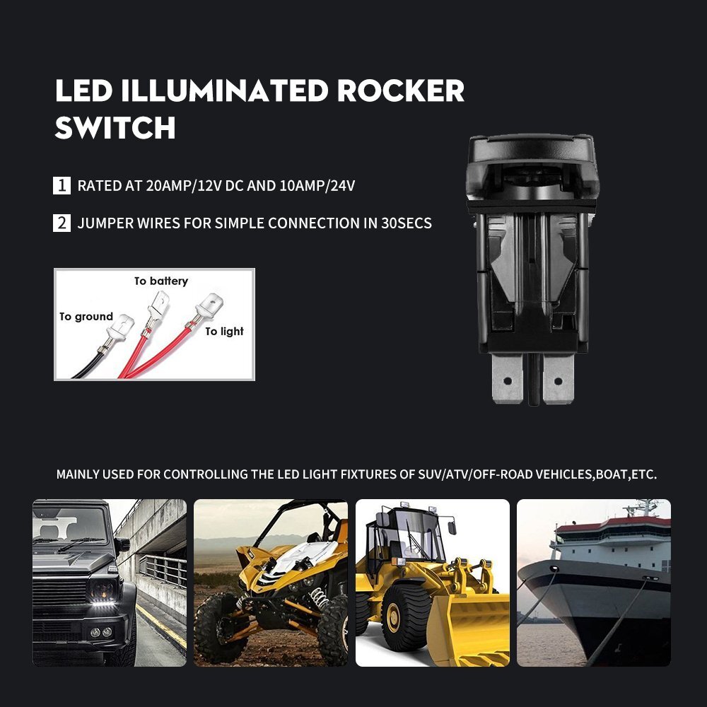 Wiring Harness Kit ON-OFF Switch Offroad Relay Fuse LED Work Light Bar 2-Lead