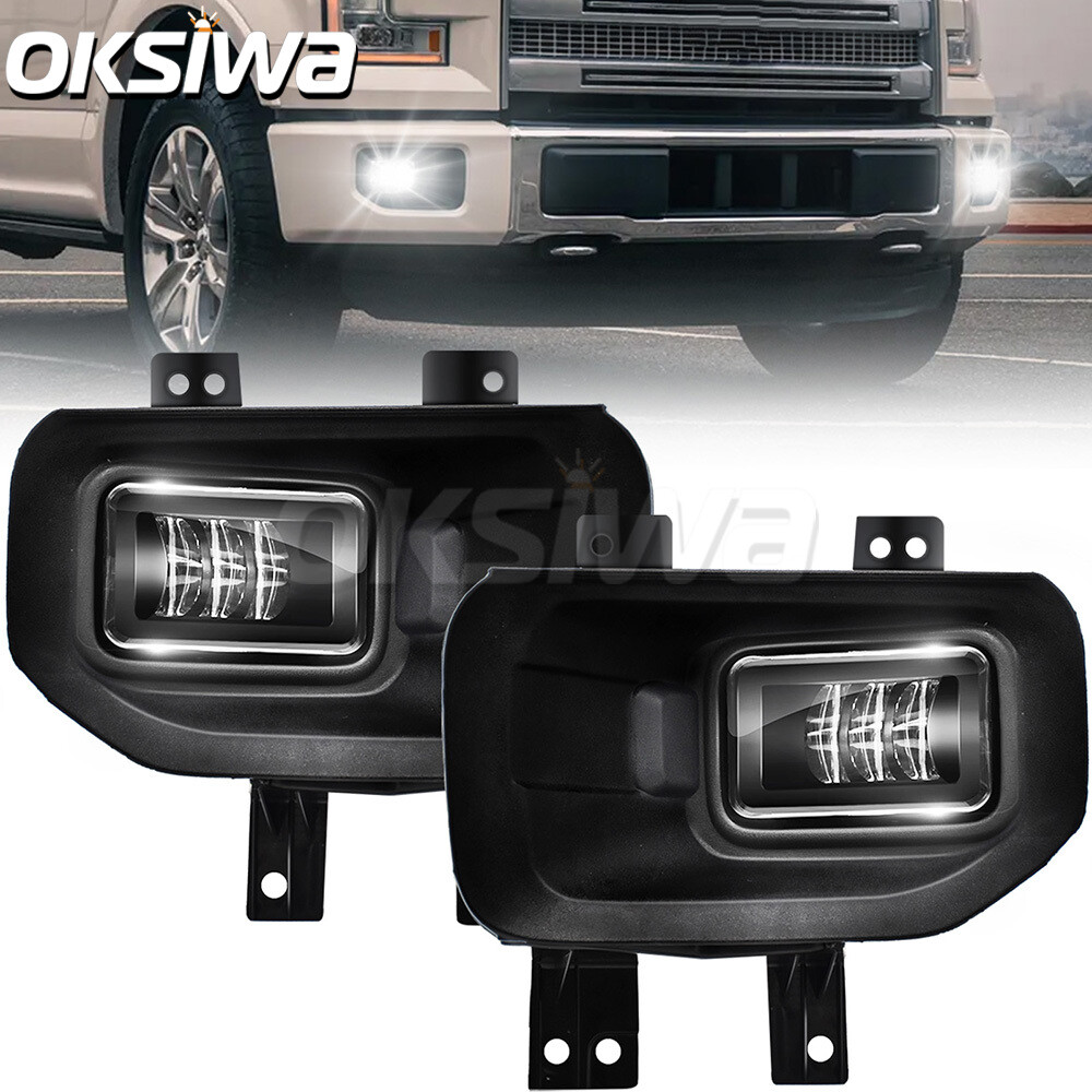 LED Fog Lights For 2015 16 2017 Ford F-150 Clear Lens Front Bumper Driving Lamps