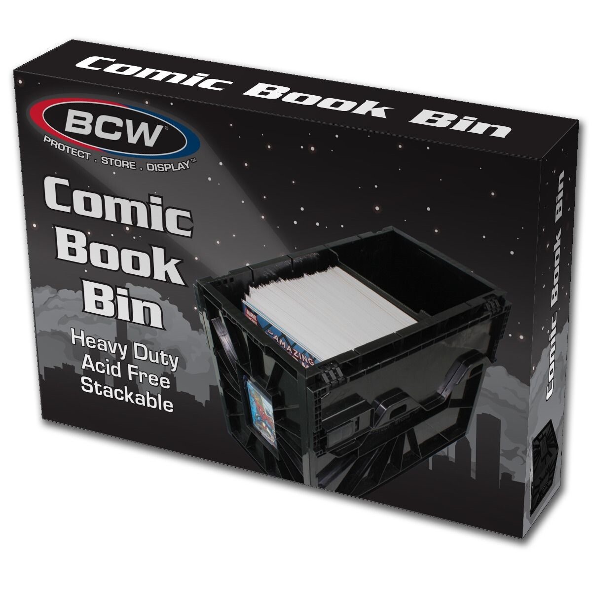 BCW Short Comic Book Bin Heavy Duty Stackable Plastic Box Holds 150 Bagged BCW