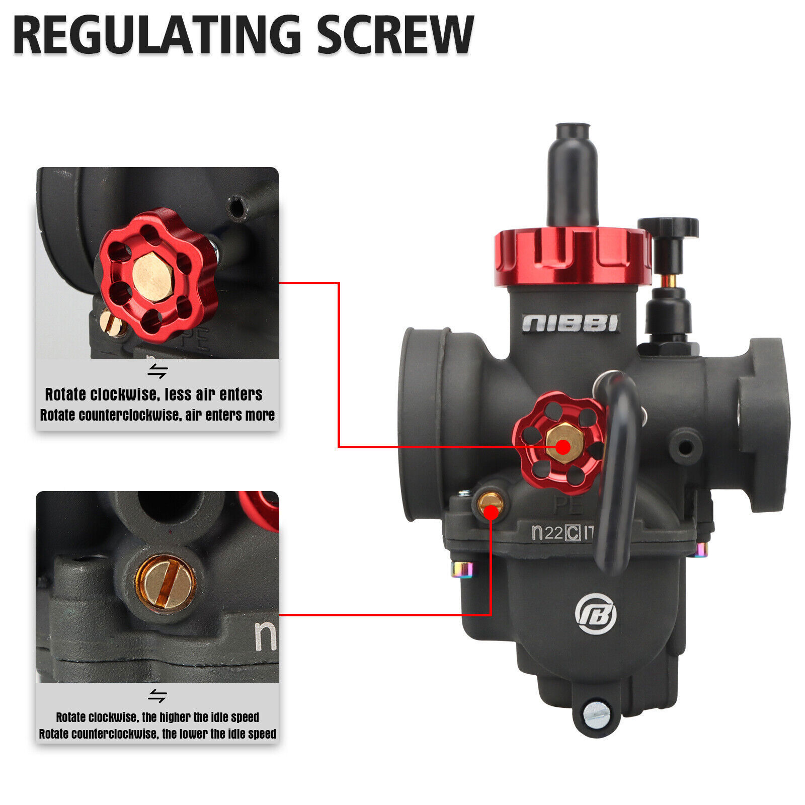 NIBBI PE22mm Flange Carburetor For 110cc 125cc 140cc Lifan Apollo Pit Bike ATV