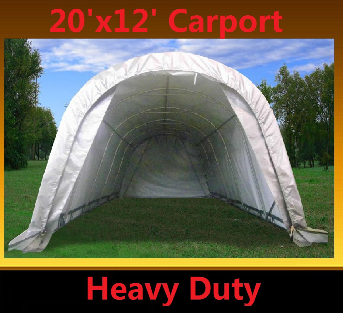 20'x12' Grey Round Top Carport Garage Storage Canopy Shed