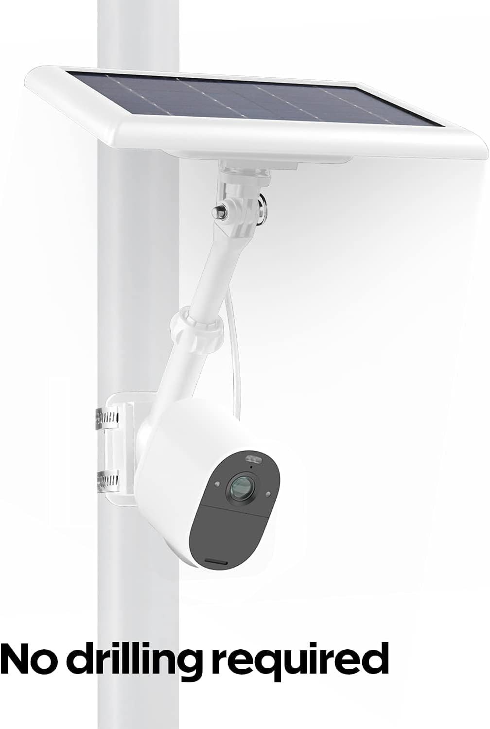 Wasserstein 2-in-1 Universal Pole Mount For Security Cameras and Solar - White