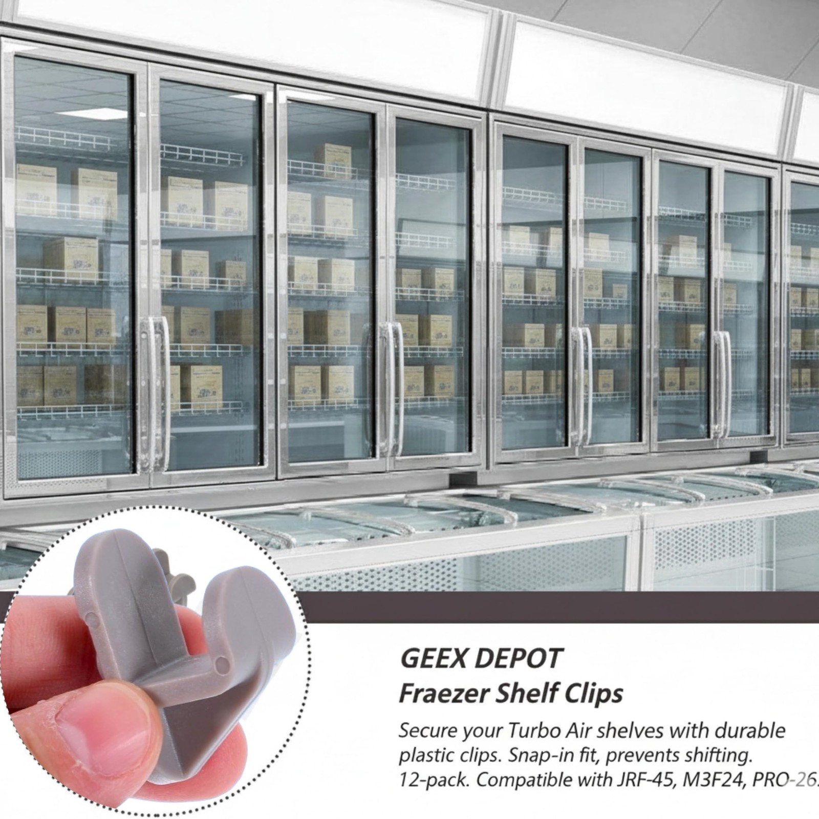 Shelf Clips Replacement 12 PCS Gray Plastic Turbo Air Freezer Refrigerator Part
