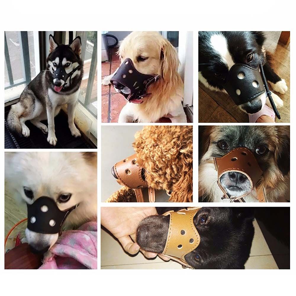 Soft Leather Muzzle for Dogs Anti-Biting Secure Adjustable and Breathable Muzzle