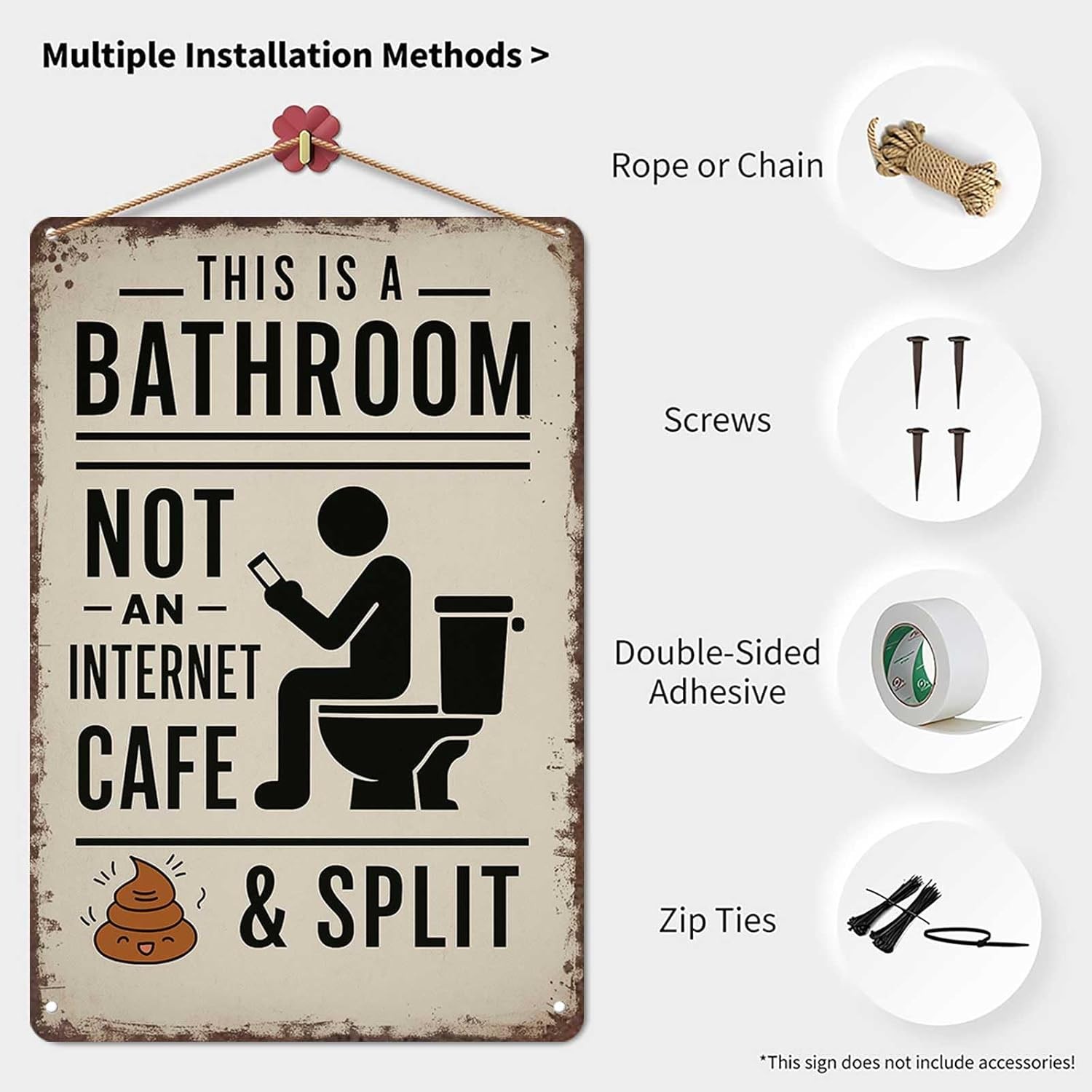 Funny Tin Metal Signs Home Décor 8x12 This Is A Bathroom Not An Internet Cafe